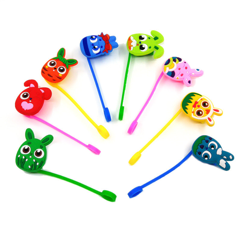 Wholesale of 10pcs Easter Cartoon Silicone Straw Sets
